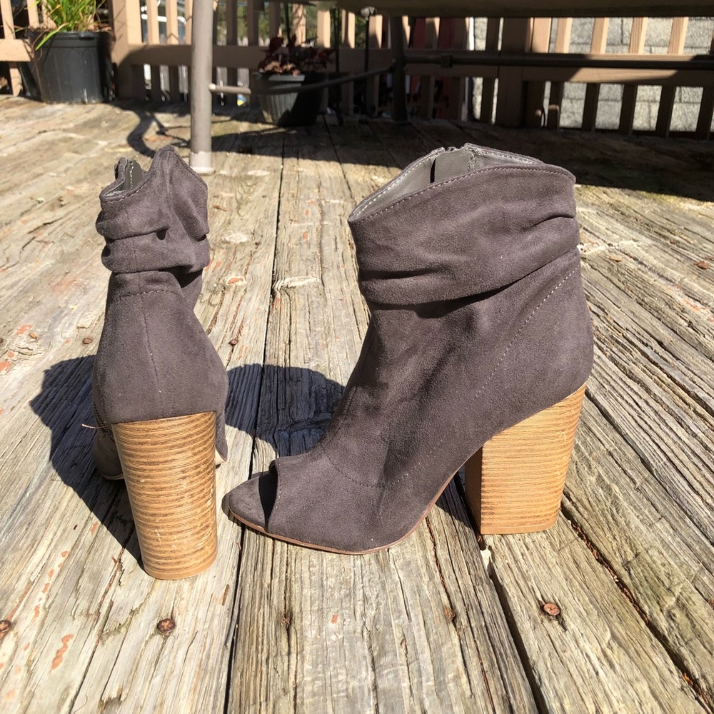 Peep Toe Charcoal Booties